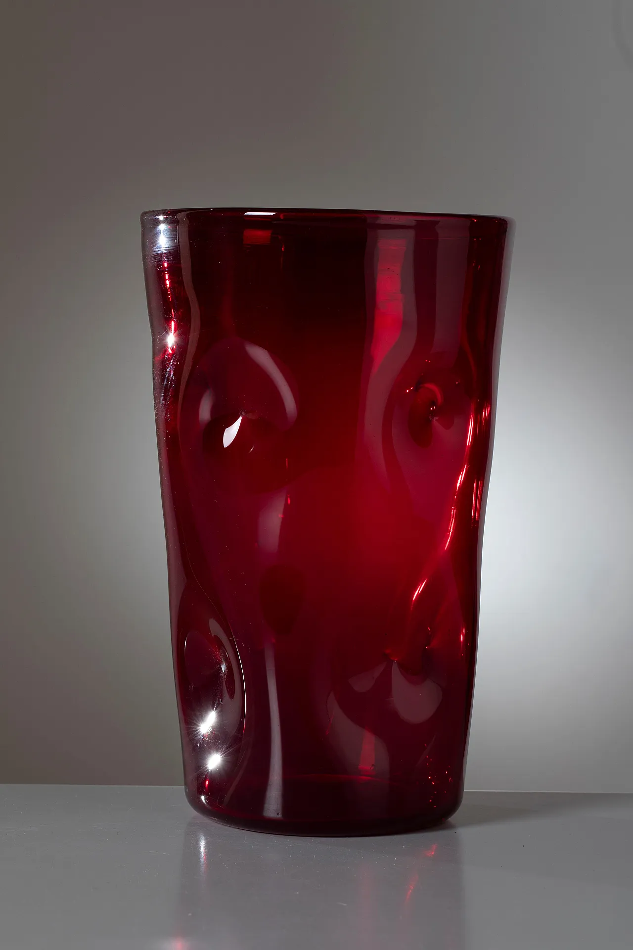 Empoli glass vase in ruby red, 1950s 3