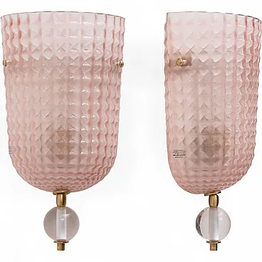 Pair of Italian Murano glass wall lamps in Art Deco style, 2000s