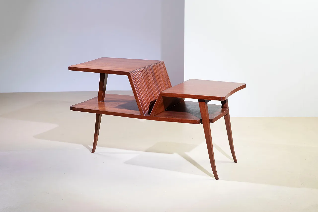 Low three-legged coffee table for living room, 1950s 2