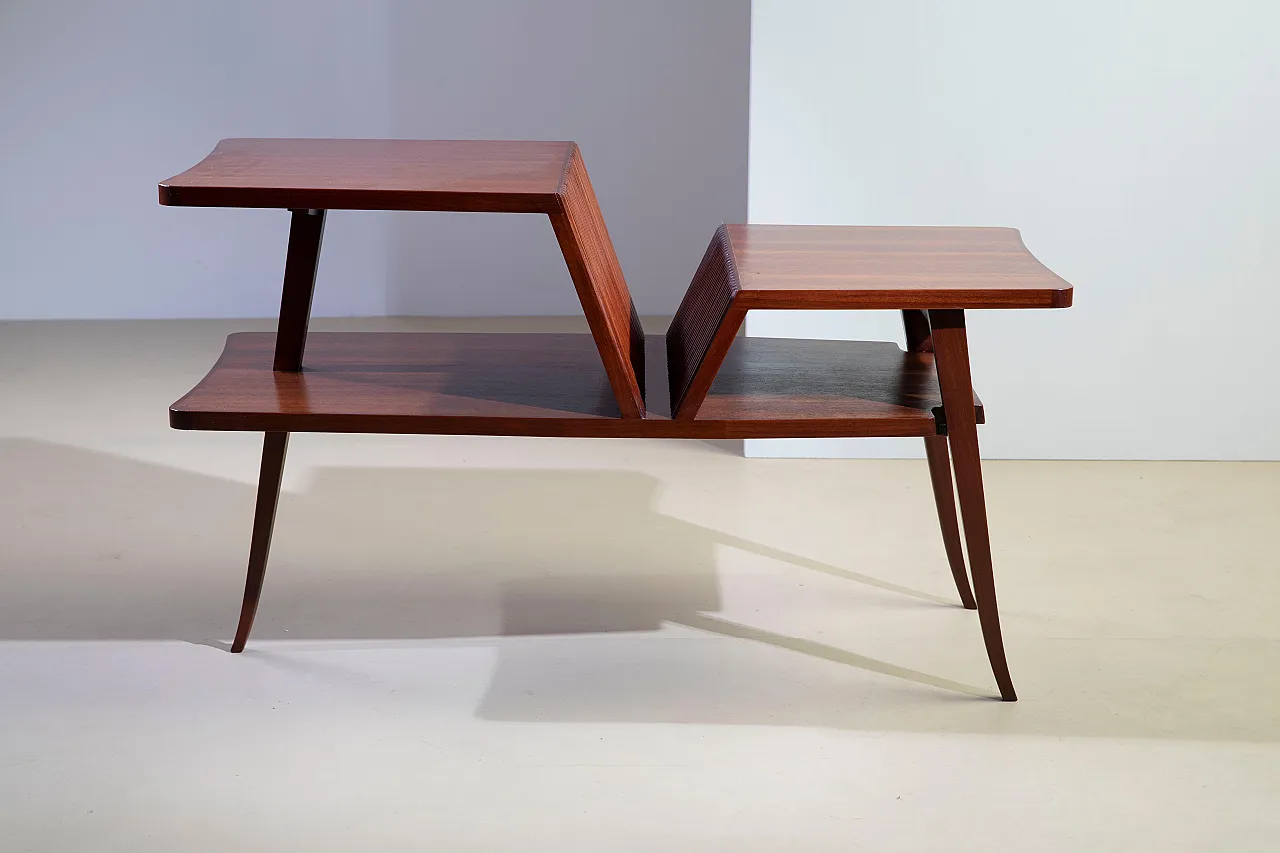 Low three-legged coffee table for living room, 1950s 6