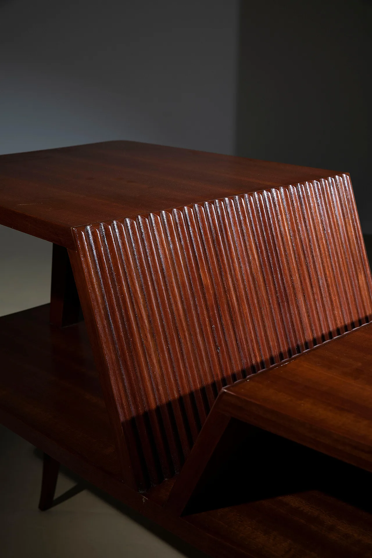 Low three-legged coffee table for living room, 1950s 9