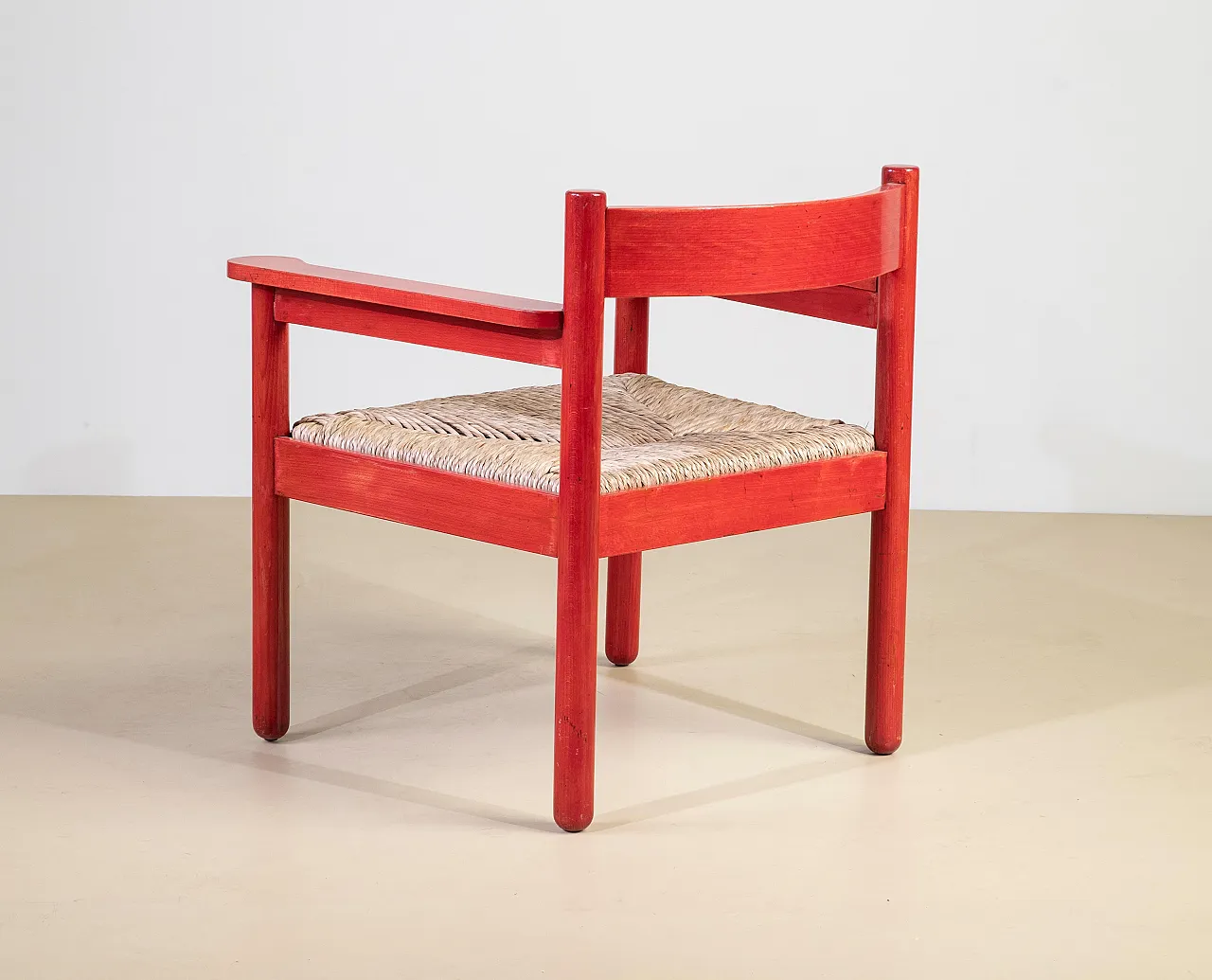 Pair of lacquered wood and straw armchairs, 1960s 3