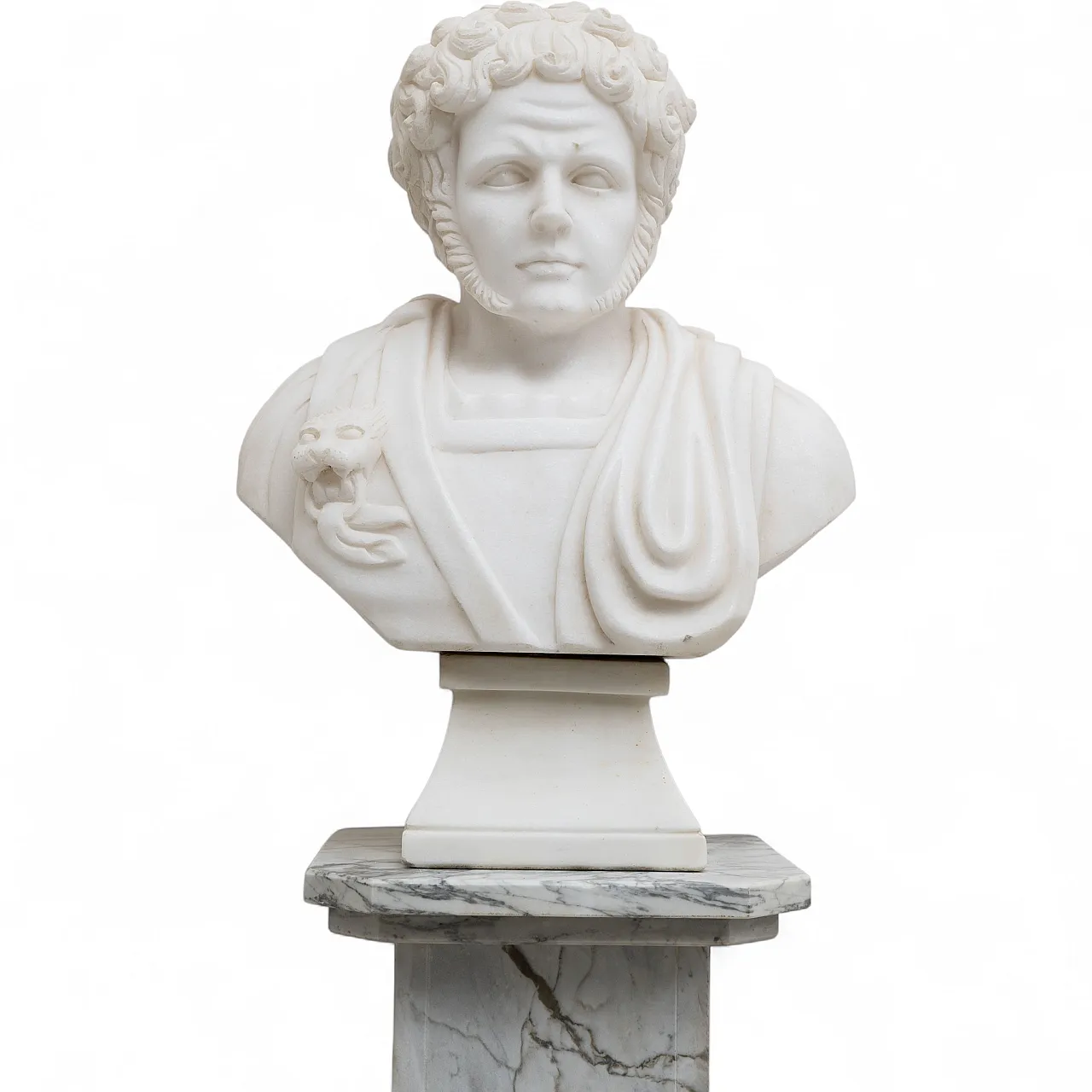 White marble bust of a Roman emperor, 20th century 9