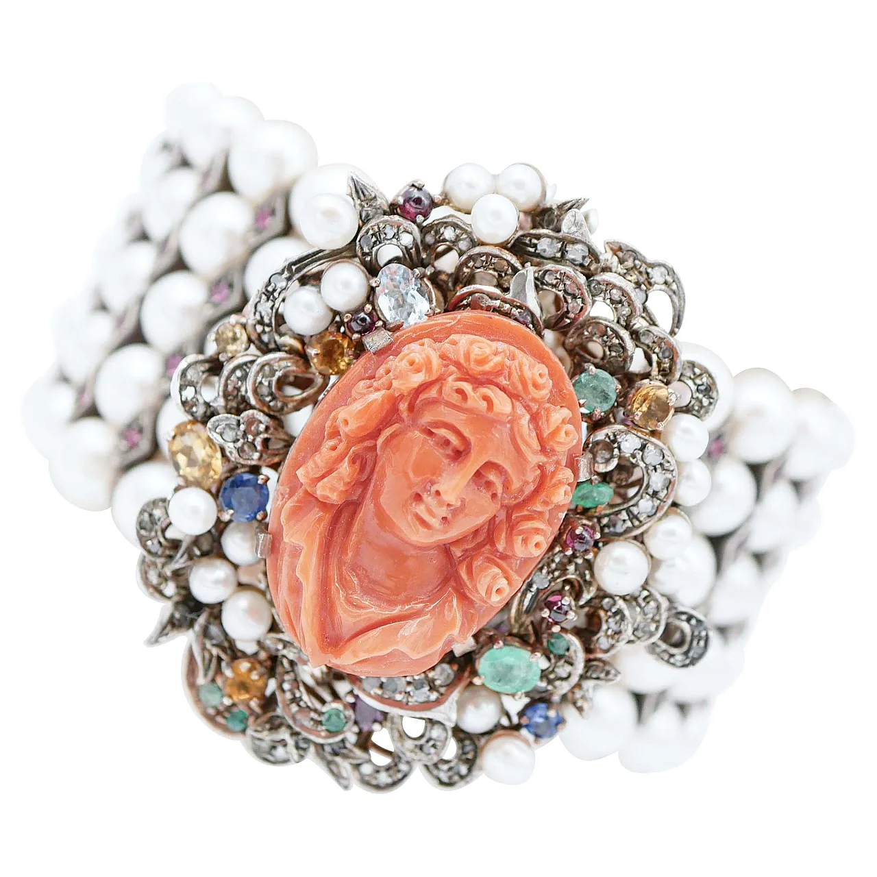 Bracciale con perle e pietre, anni '50 1