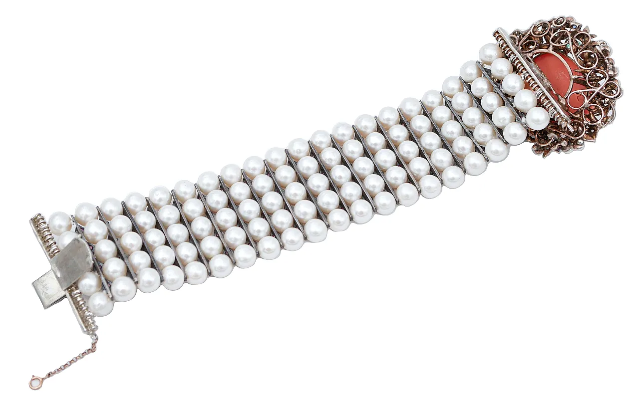Bracciale con perle e pietre, anni '50 3