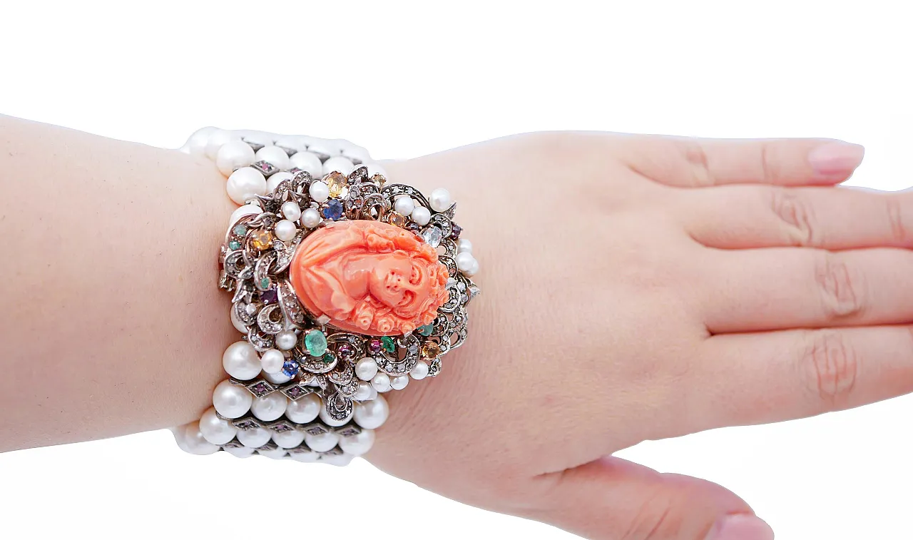 Bracciale con perle e pietre, anni '50 4