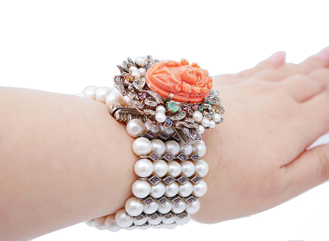 Bracciale con perle e pietre, anni '50 5