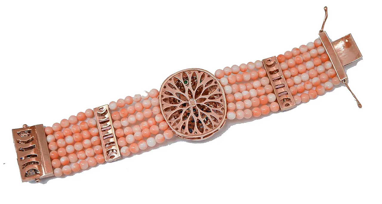 Bracciale in oro rosa e argento con pietre, anni '50 3