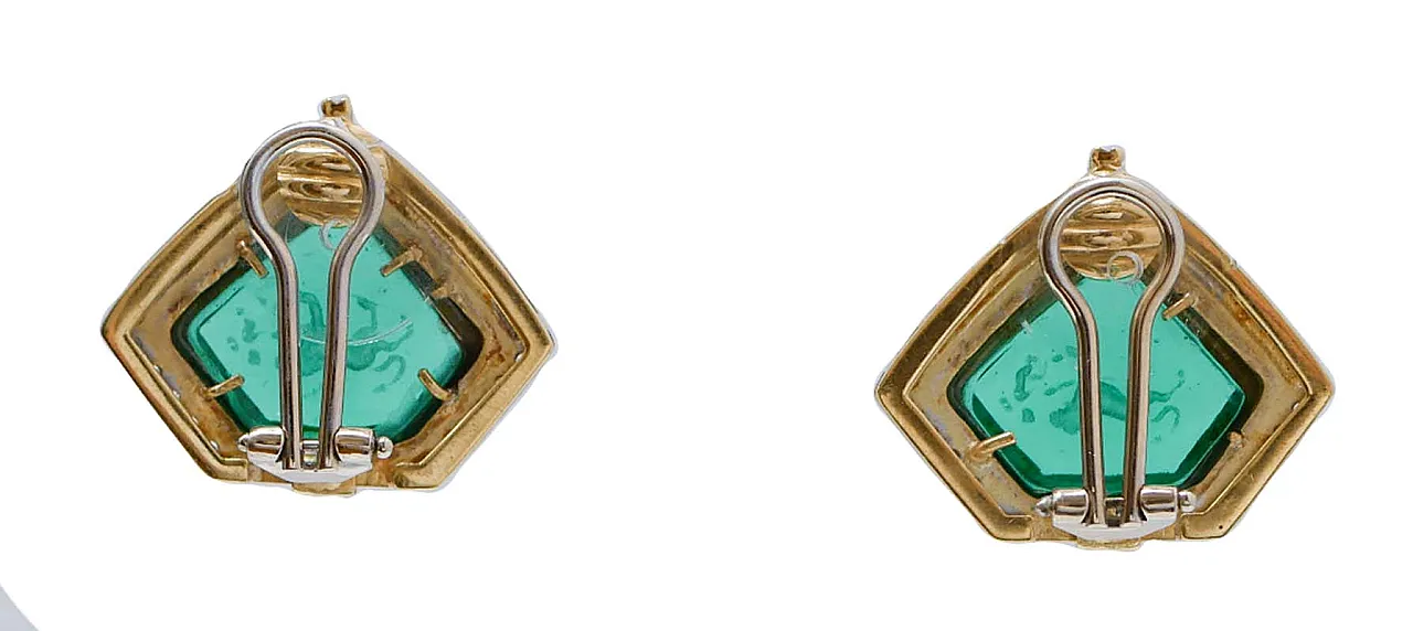 Stones, diamonds, 18 karat yellow gold earrings, 1950s 3