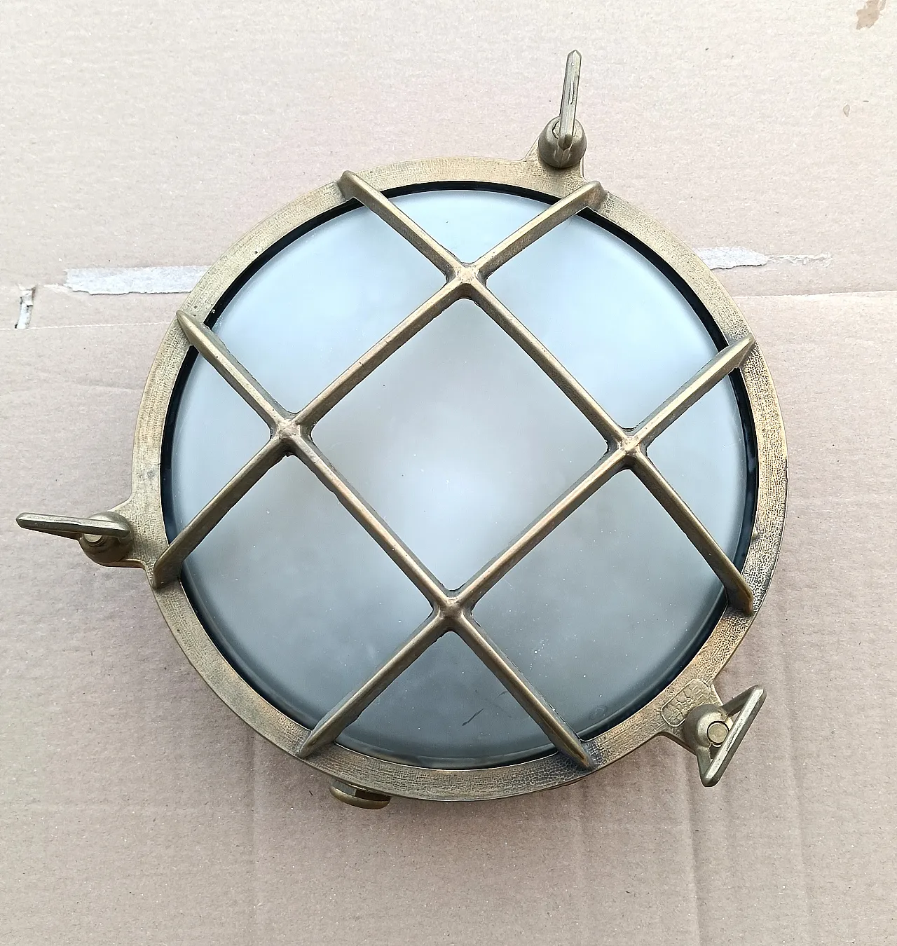 5 naval-style brass wall lamps, 1990s 3