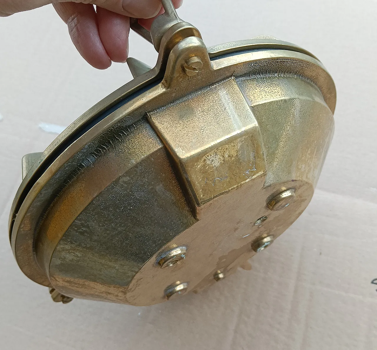 5 naval-style brass wall lamps, 1990s 4