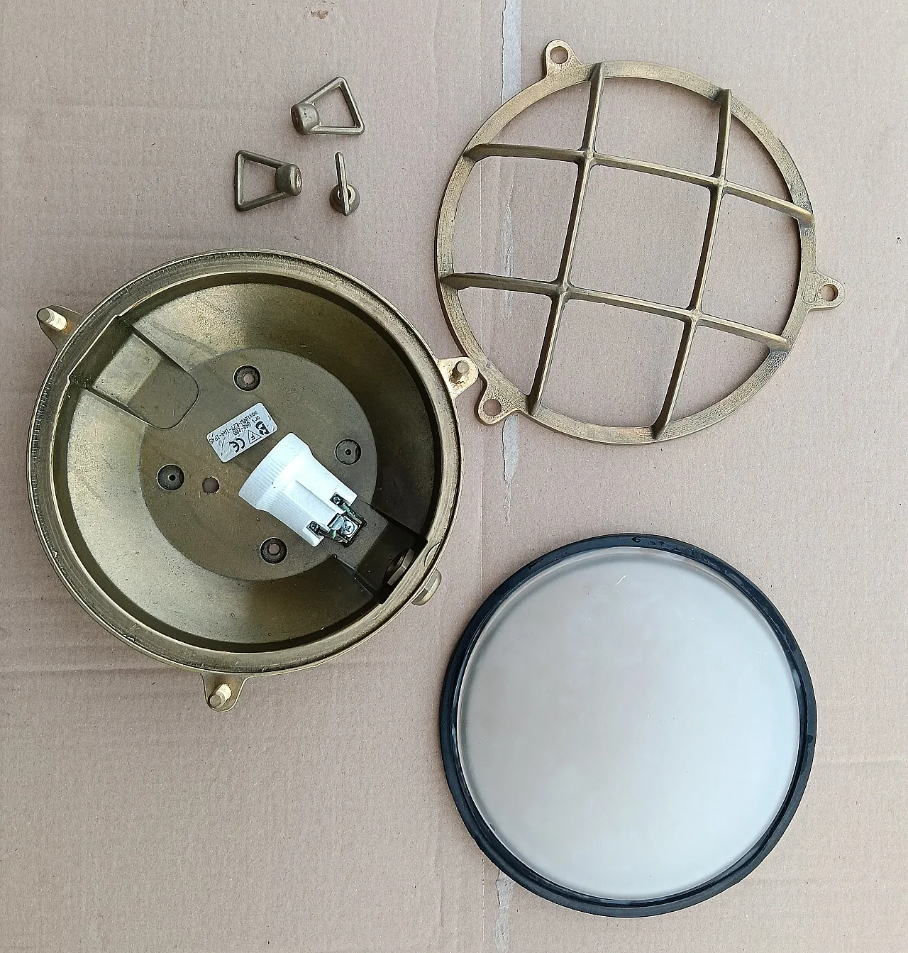 5 naval-style brass wall lamps, 1990s 7