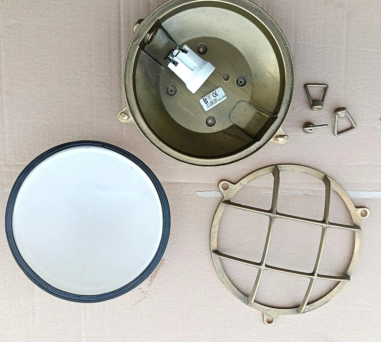 5 naval-style brass wall lamps, 1990s 8