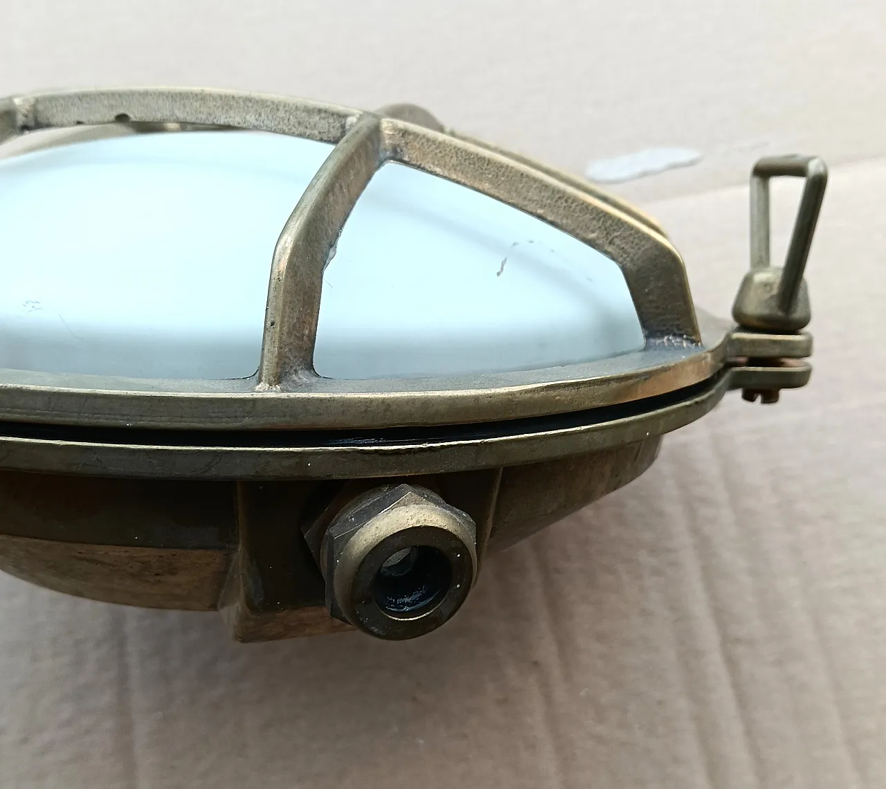 5 naval-style brass wall lamps, 1990s 10