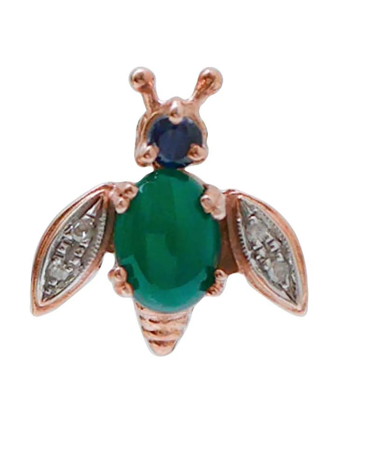 Orecchini con agata, zaffiri, diamanti, oro rosa e argento, anni '50 2