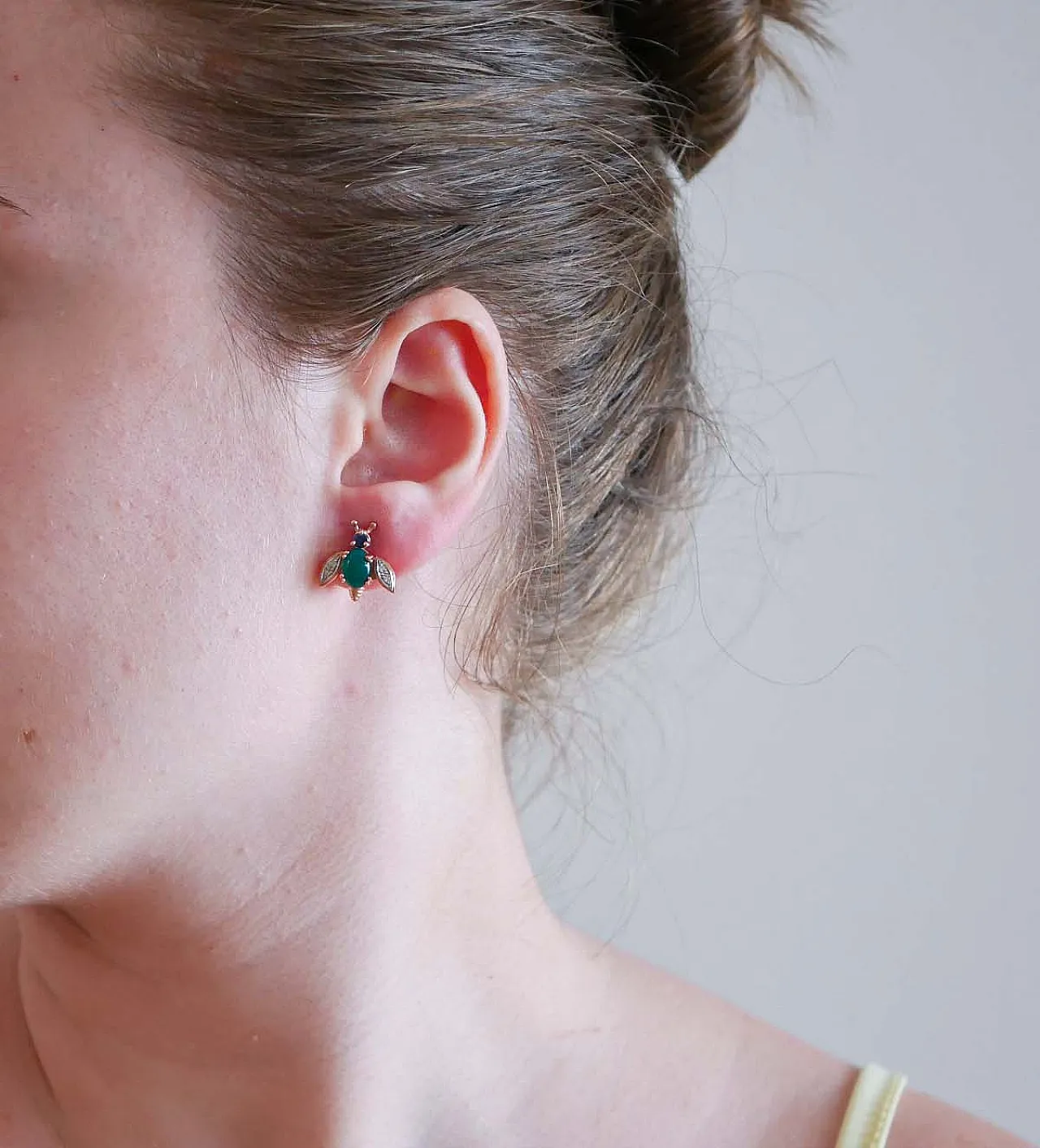 Orecchini con agata, zaffiri, diamanti, oro rosa e argento, anni '50 4