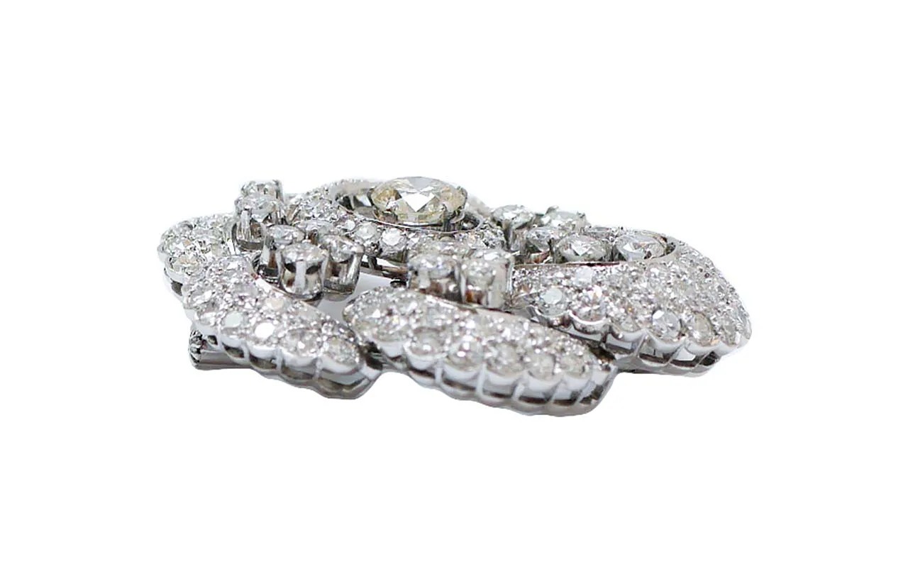 8.00 carati di diamanti, spilla in platino, anni '50 2