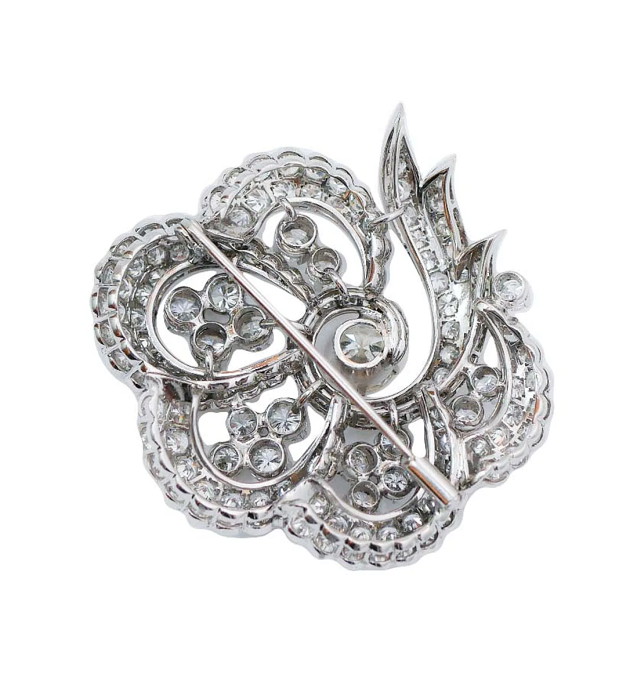 8.00 carati di diamanti, spilla in platino, anni '50 3