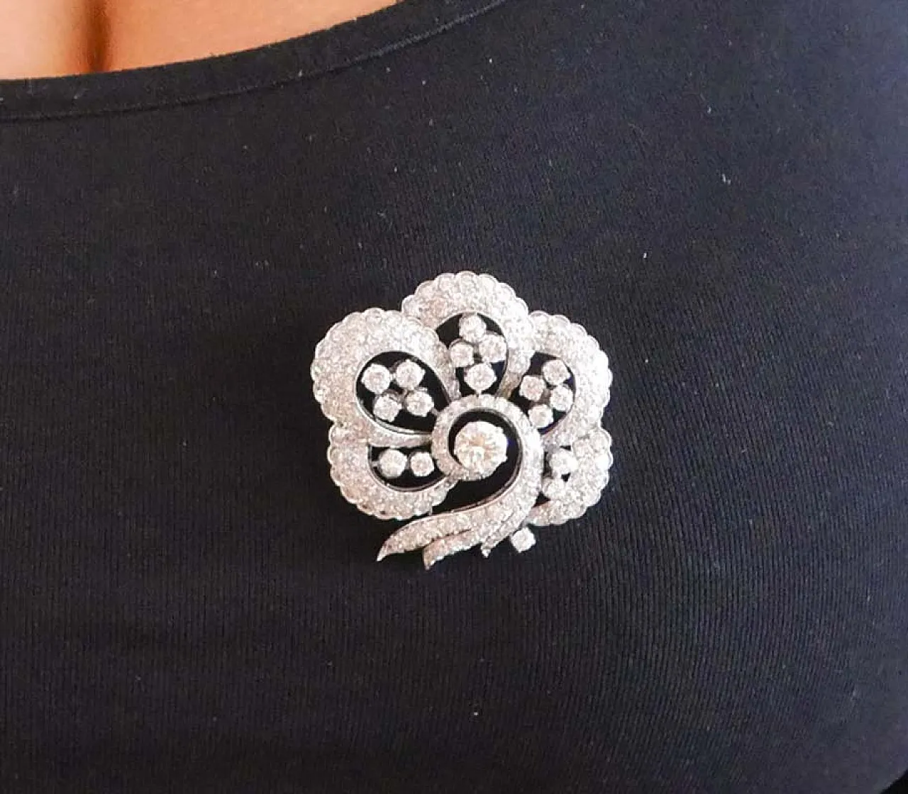 8.00 carati di diamanti, spilla in platino, anni '50 5