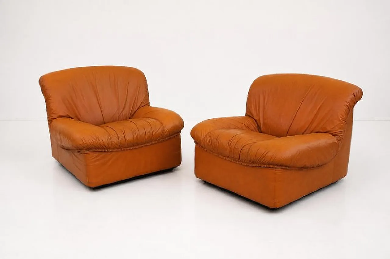Pair of Giusy lounge chairs in leather from Neoflex, 1970s 1