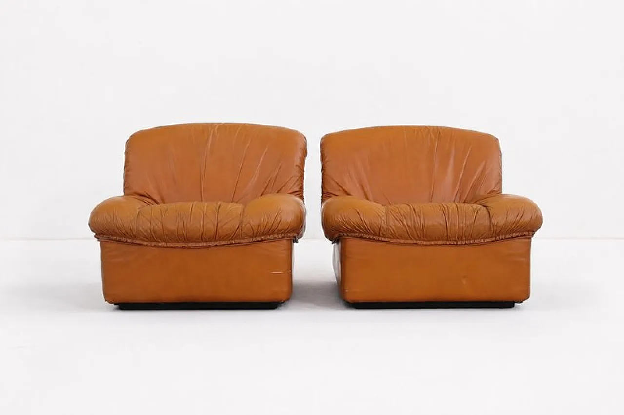 Pair of Giusy lounge chairs in leather from Neoflex, 1970s 4