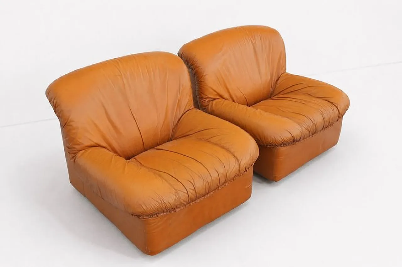 Pair of Giusy lounge chairs in leather from Neoflex, 1970s 6