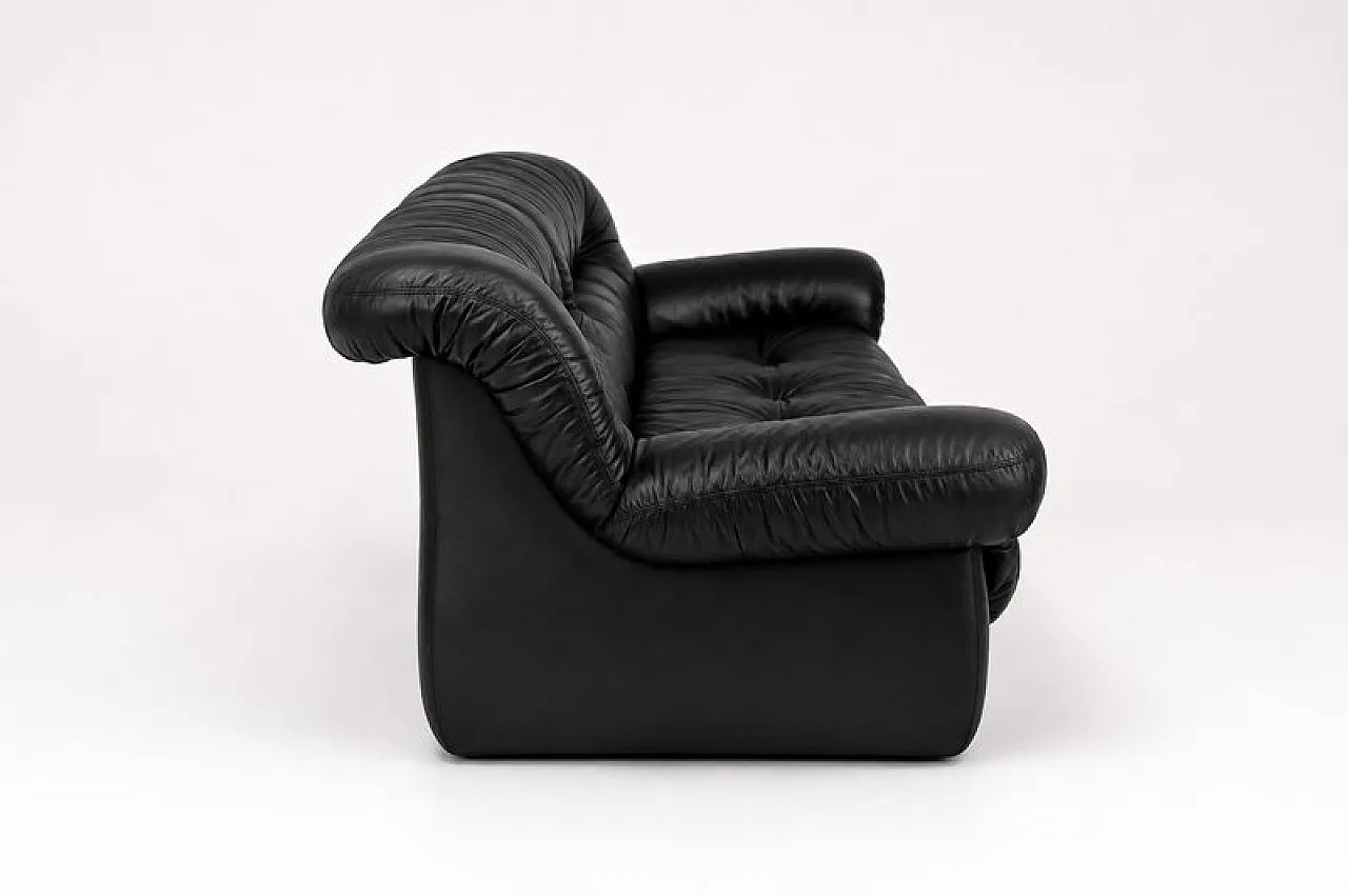 Black leather sofa from Pellerossi, 1970s 5