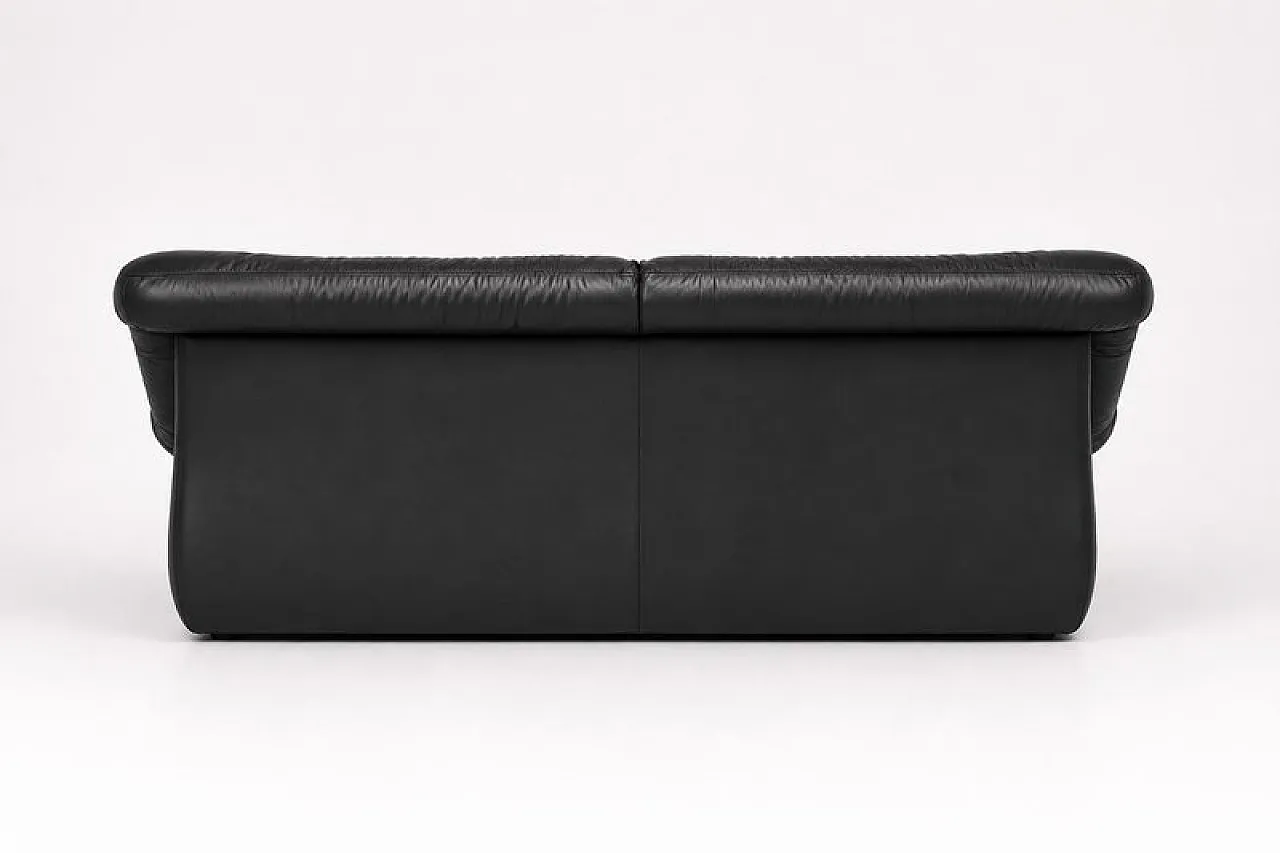 Black leather sofa from Pellerossi, 1970s 8