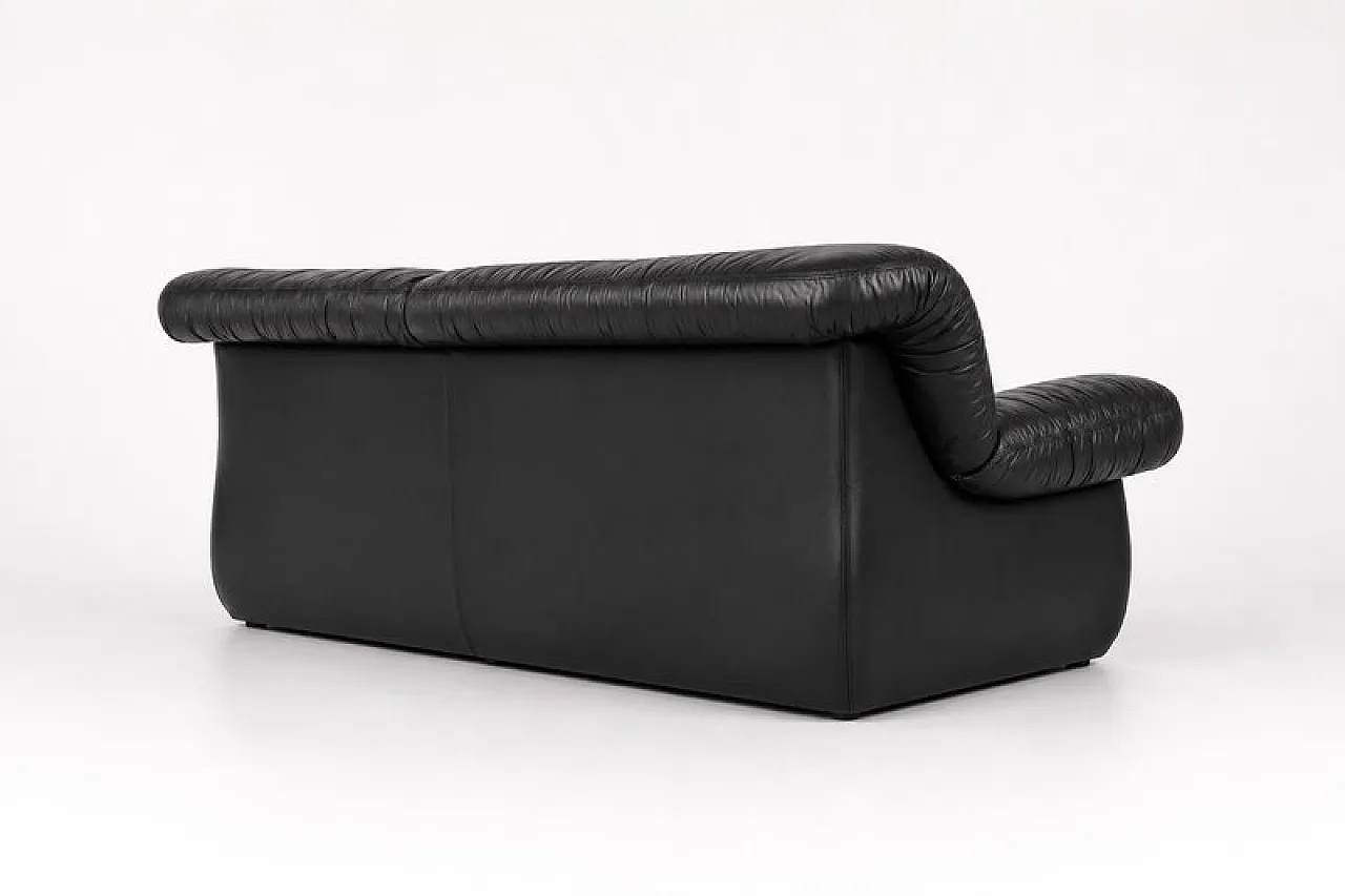 Black leather sofa from Pellerossi, 1970s 9