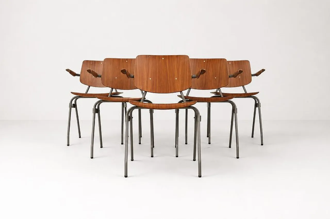 6 Stacking chairs by Kho Liang Le for Car Catwijk, 20th century 1