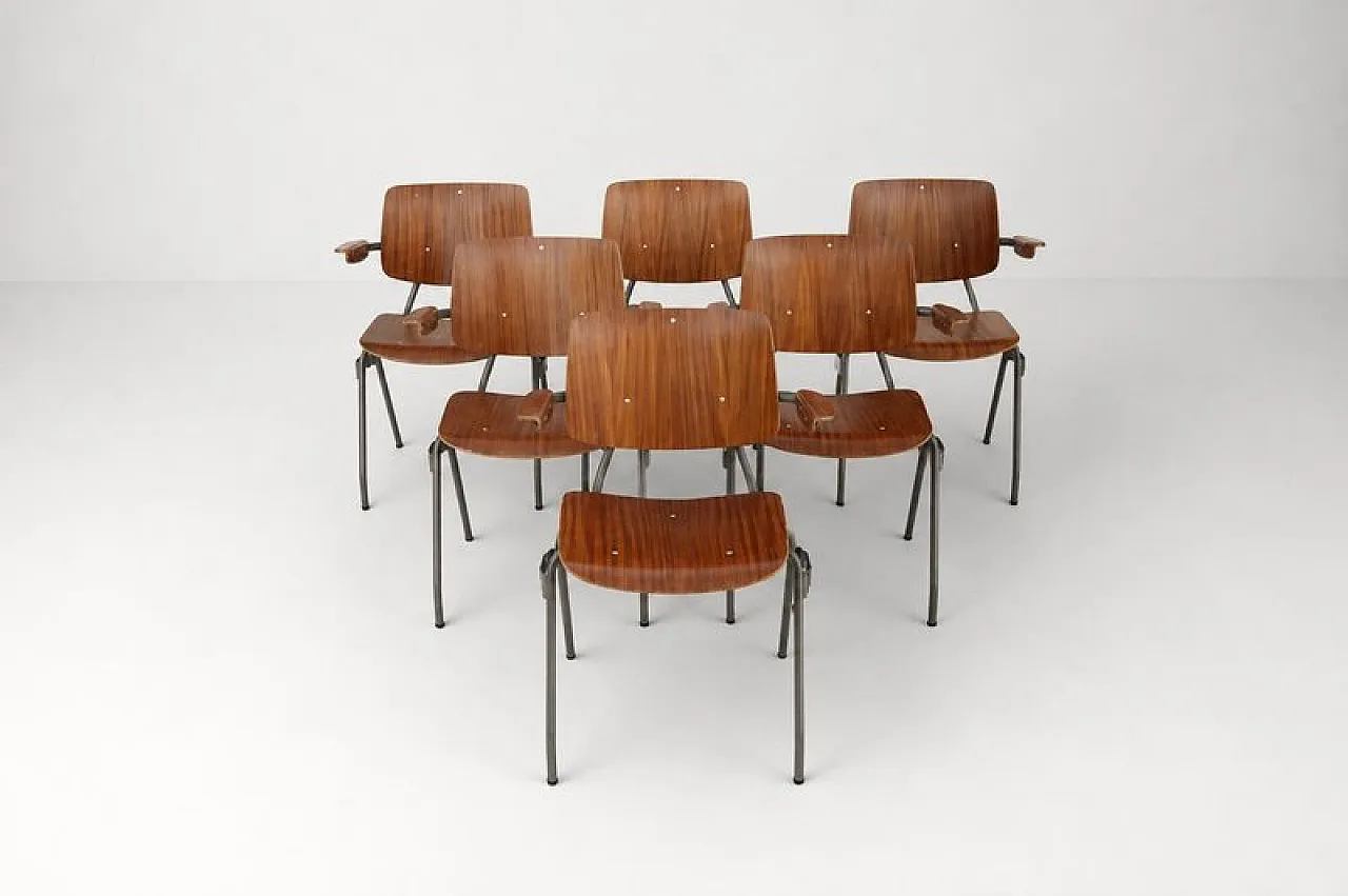 6 Stacking chairs by Kho Liang Le for Car Catwijk, 20th century 2