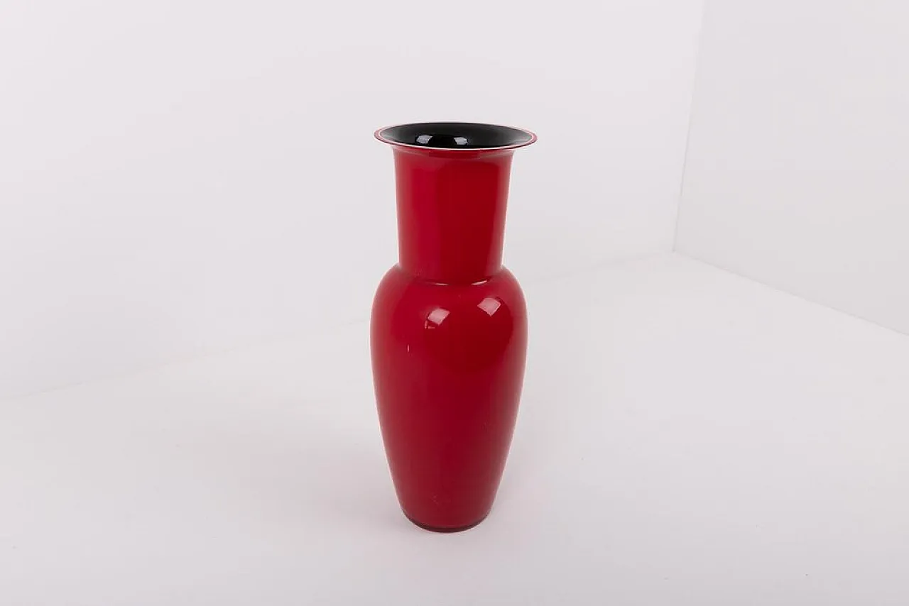 Opalino red vase by Venini, 1980s 2