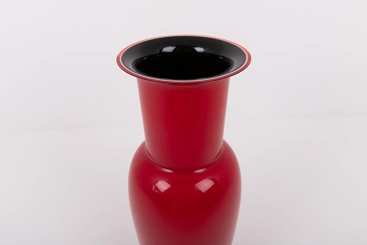 Opalino red vase by Venini, 1980s 3