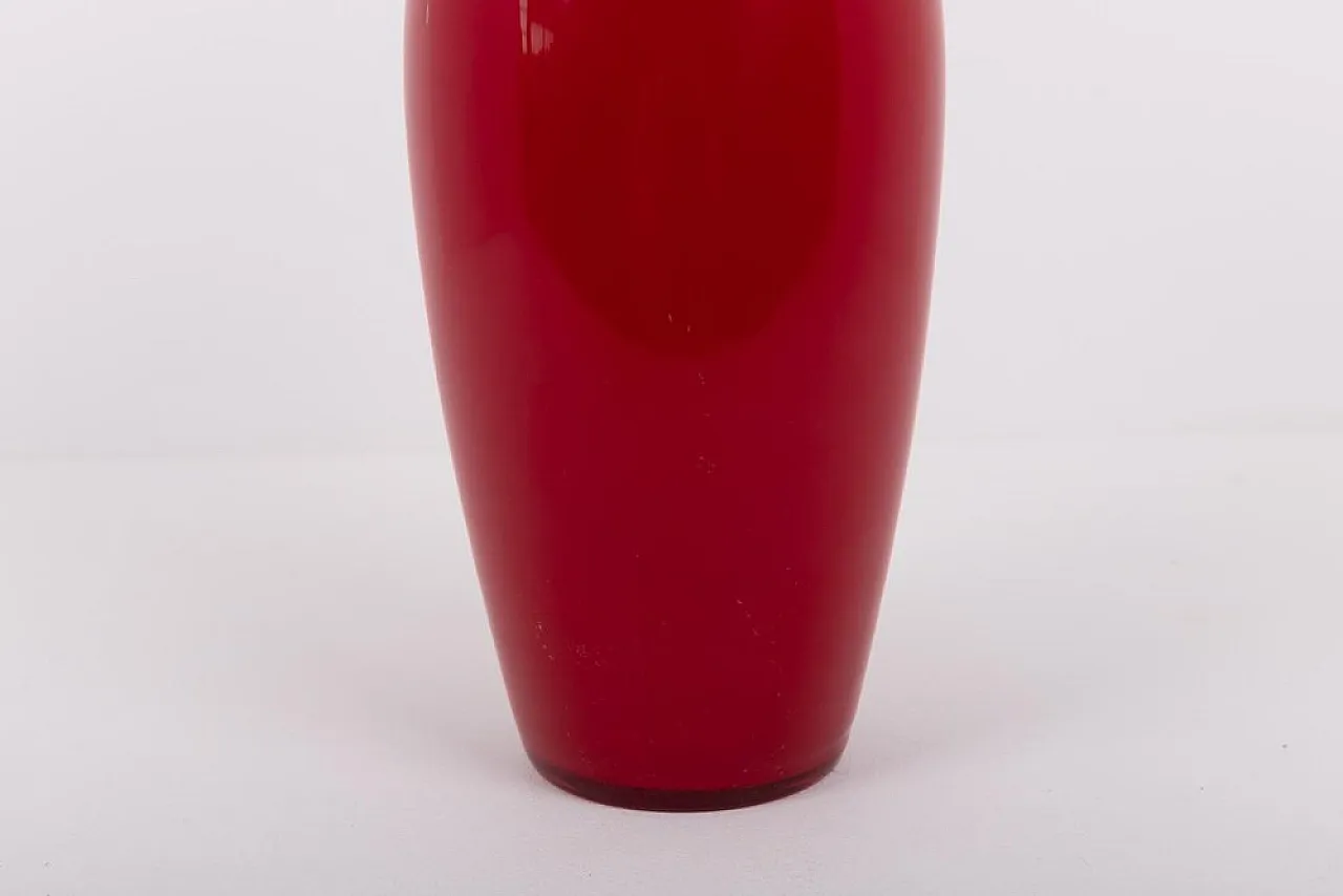Opalino red vase by Venini, 1980s 4