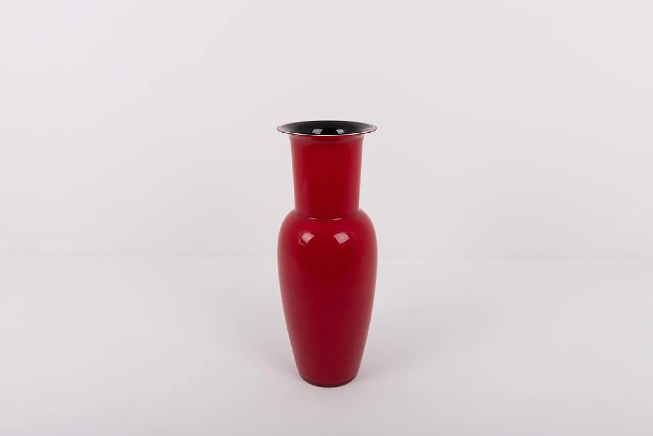 Opalino red vase by Venini, 1980s 5
