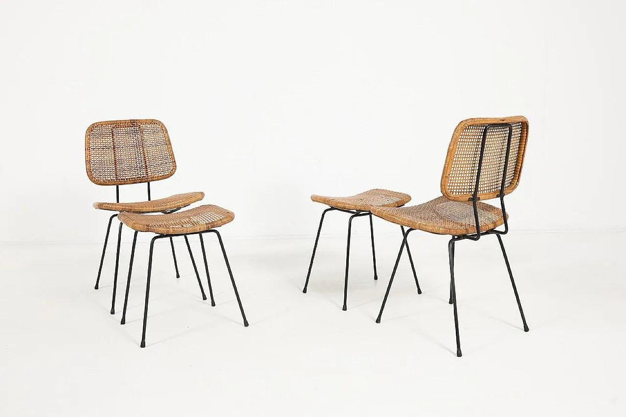 Pair of chairs with ottomans, 1960s 3