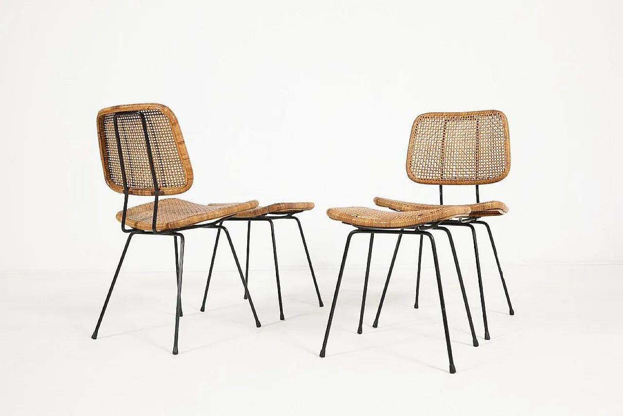 Pair of chairs with ottomans, 1960s 4