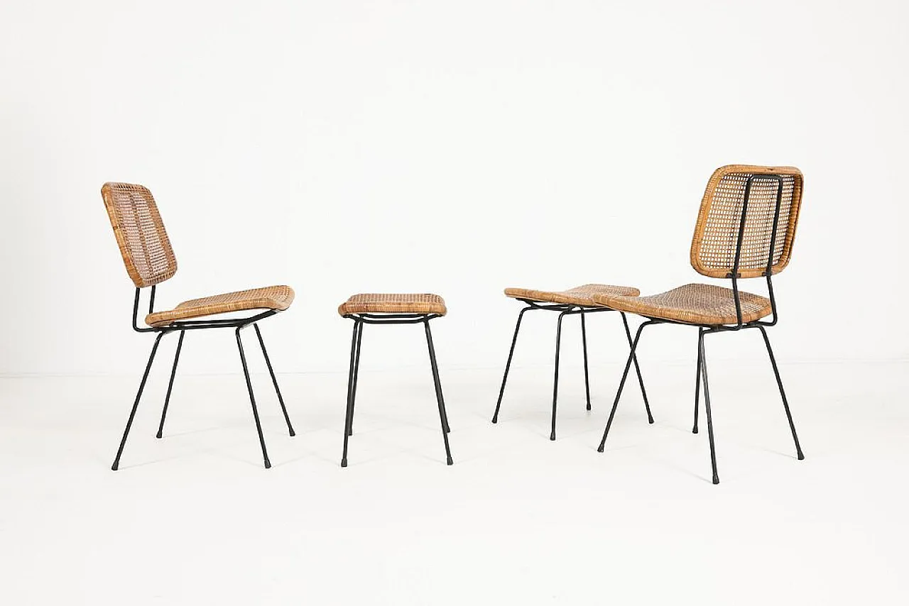 Pair of chairs with ottomans, 1960s 5