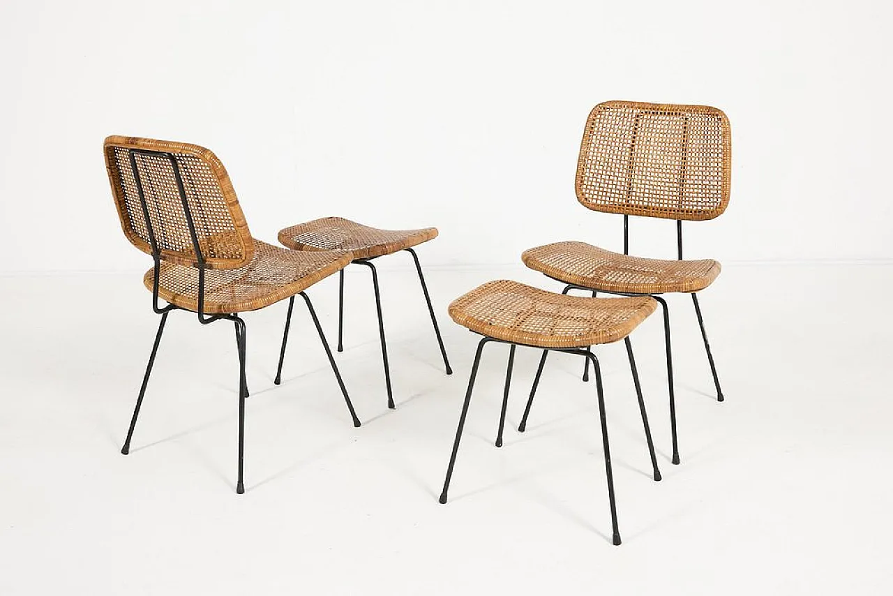 Pair of chairs with ottomans, 1960s 6