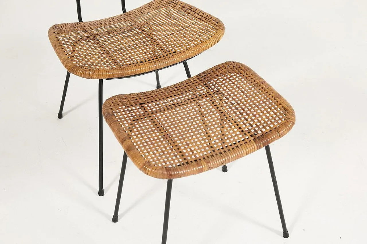 Pair of chairs with ottomans, 1960s 9