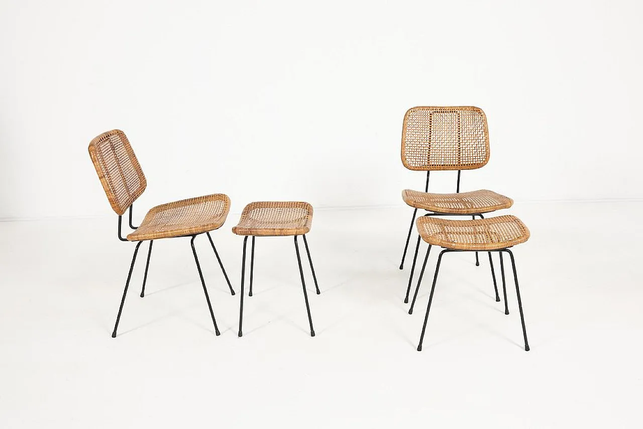 Pair of chairs with ottomans, 1960s 11