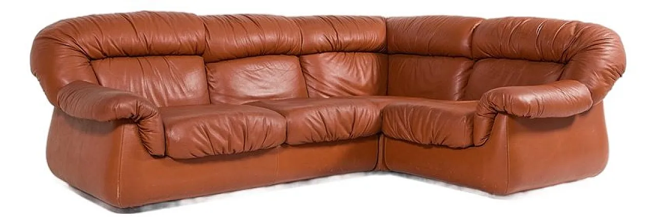 Sectional cognac leather sofa, 1960s 1