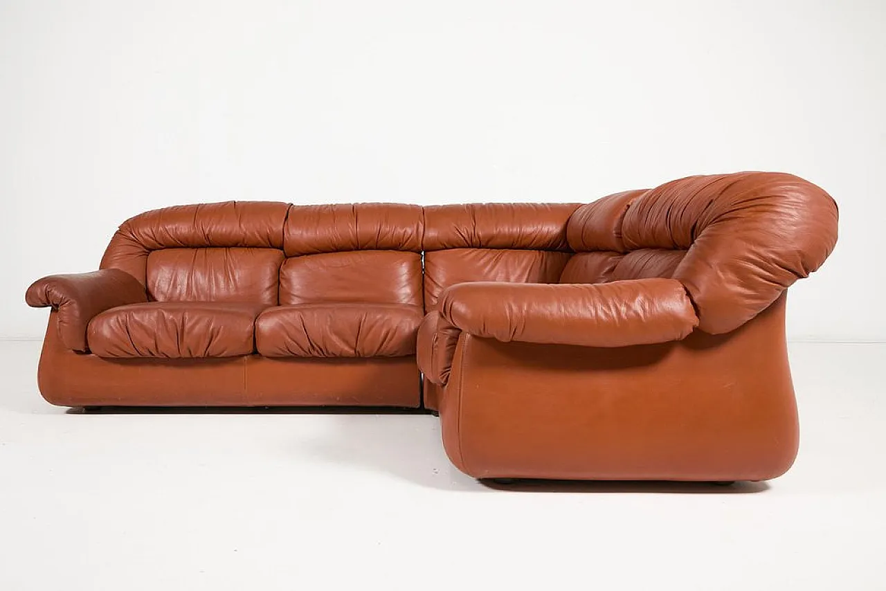 Sectional cognac leather sofa, 1960s 2