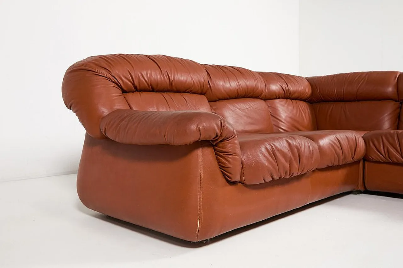 Sectional cognac leather sofa, 1960s 3