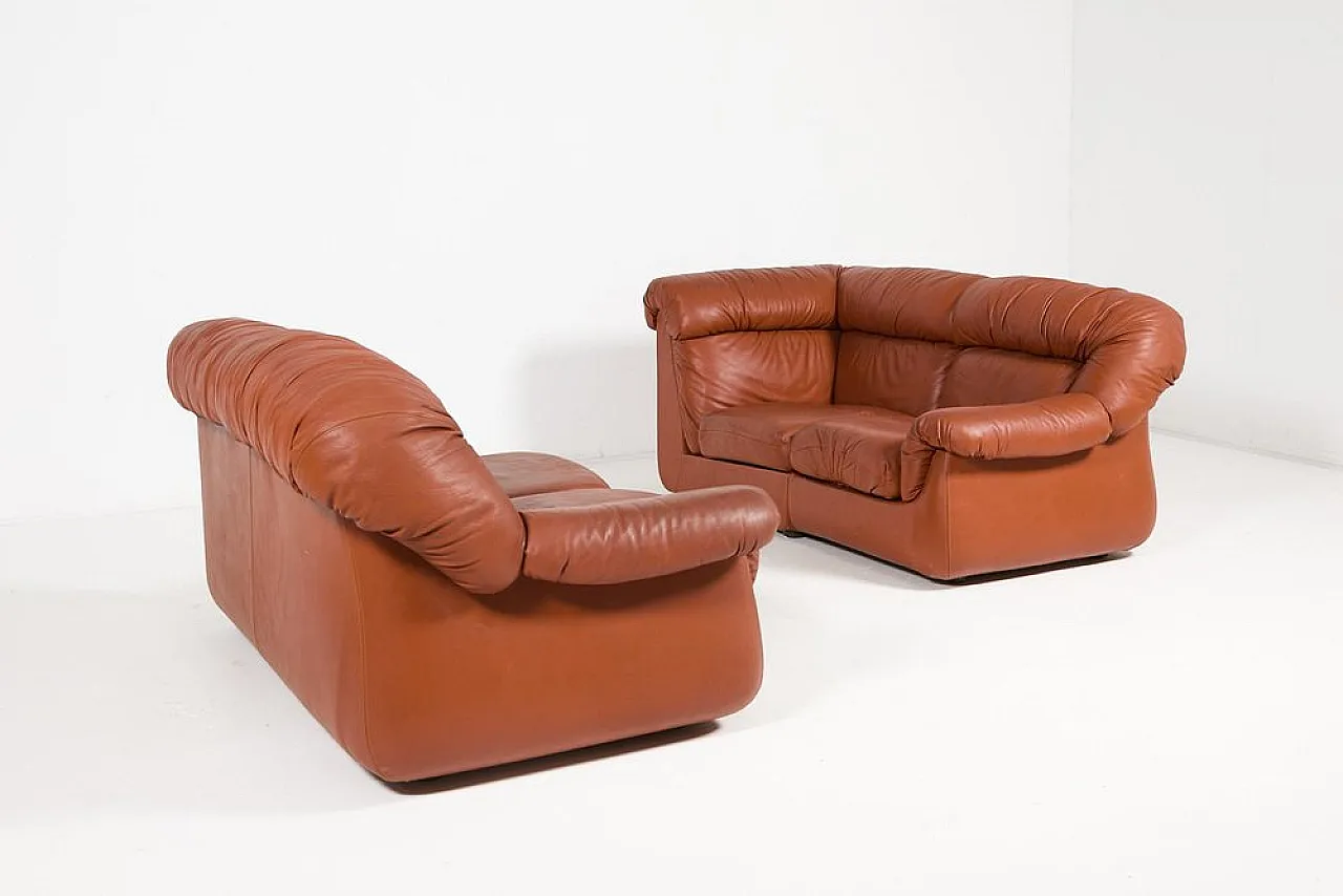 Sectional cognac leather sofa, 1960s 4
