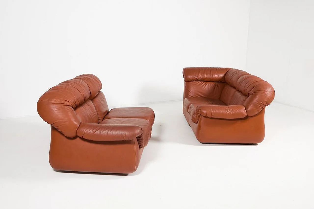 Sectional cognac leather sofa, 1960s 5