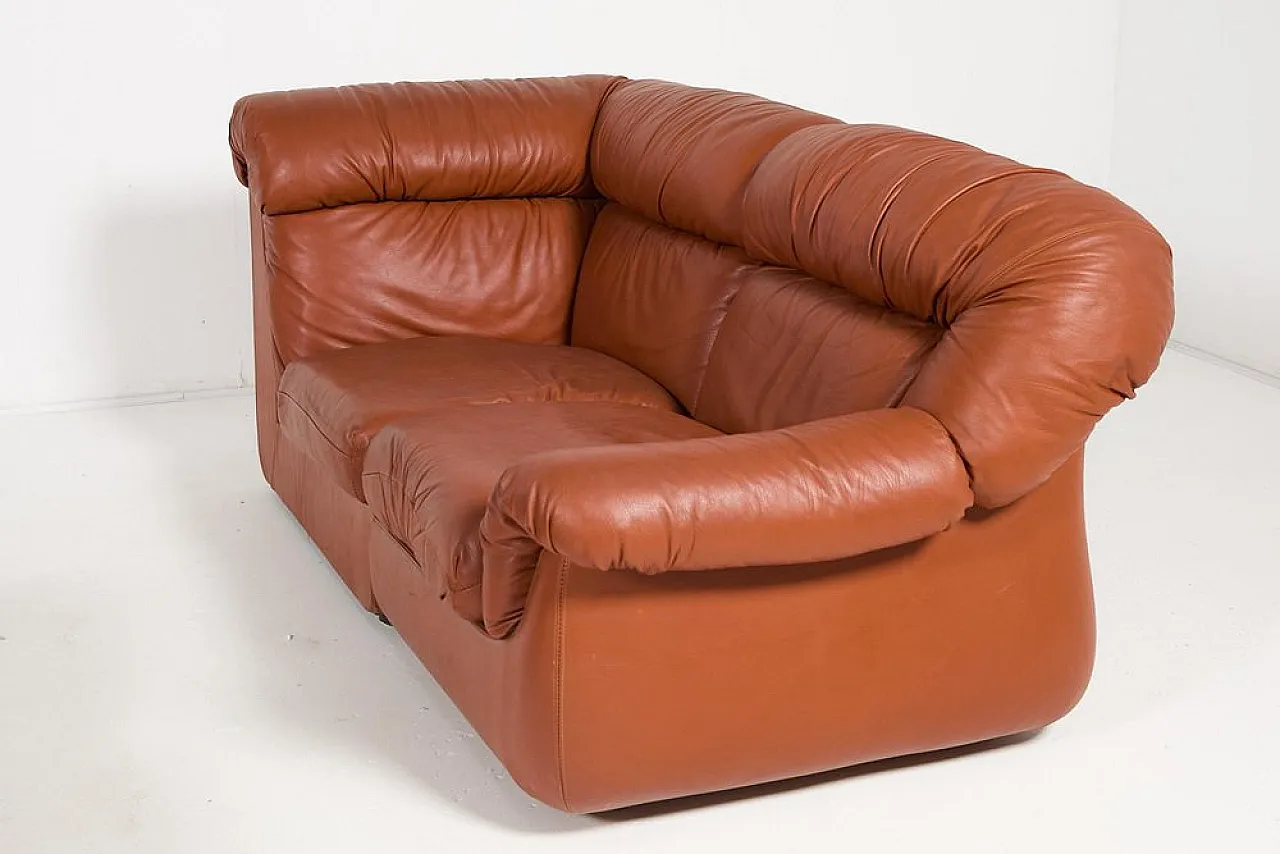 Sectional cognac leather sofa, 1960s 6