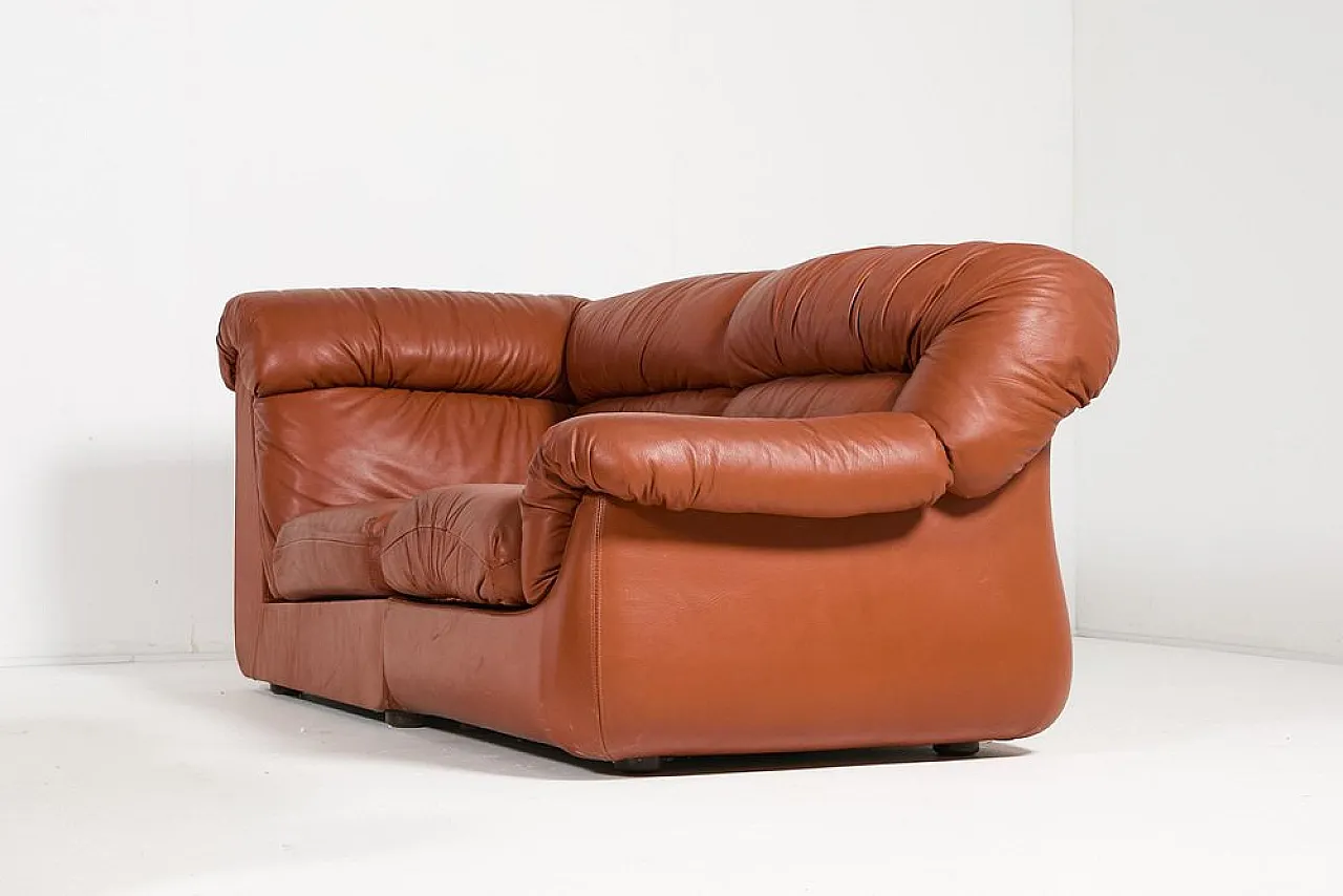 Sectional cognac leather sofa, 1960s 7