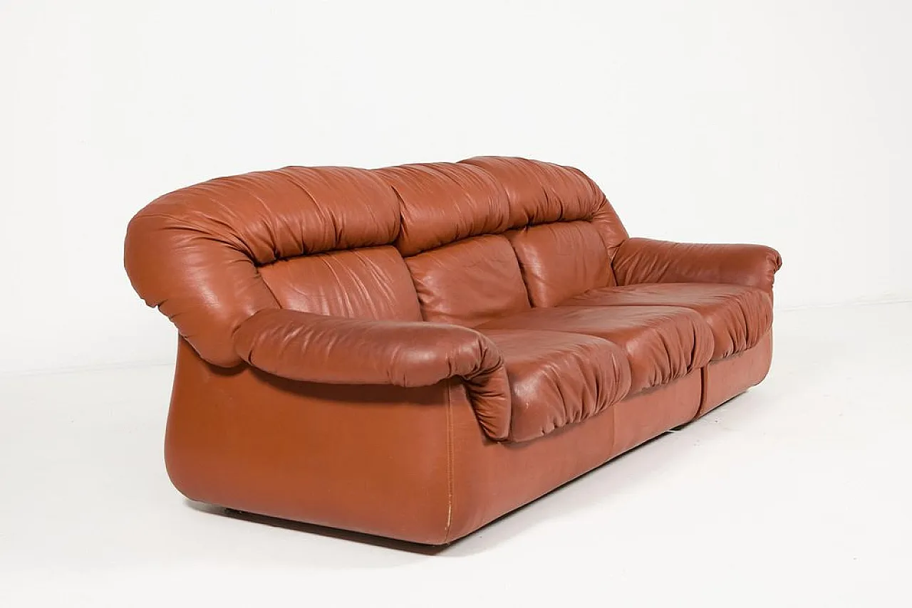 Sectional cognac leather sofa, 1960s 8