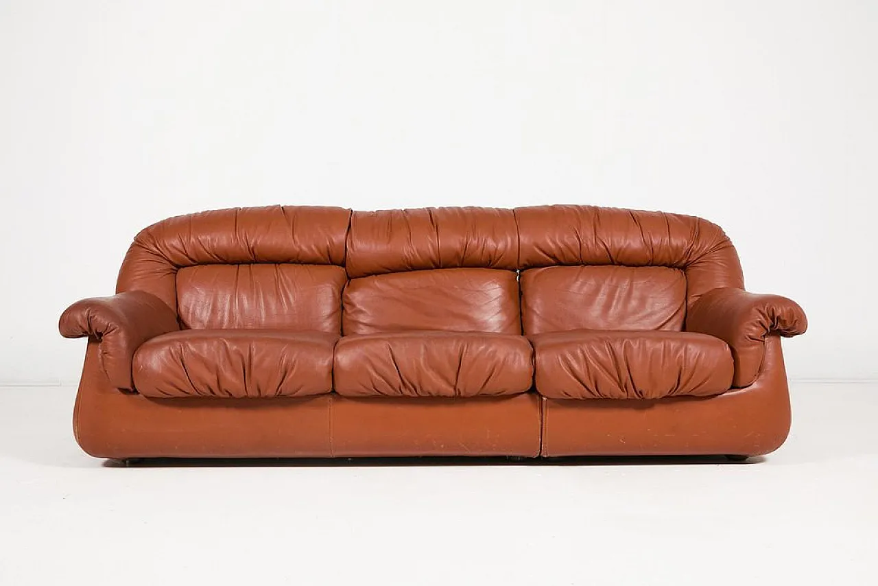 Sectional cognac leather sofa, 1960s 9